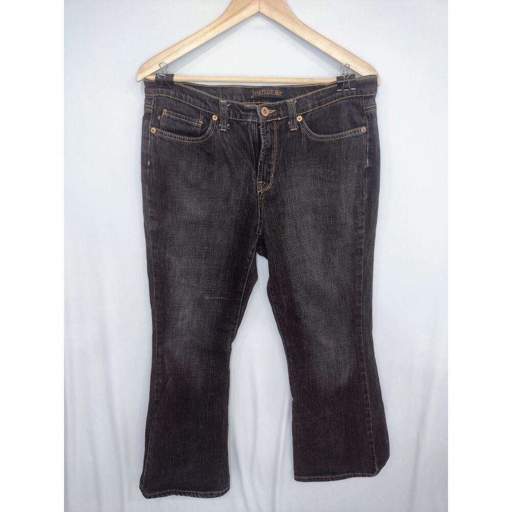 Jeanstar Faded Black Denim Bootcut‎ Jeans Size 14 Waist 32"